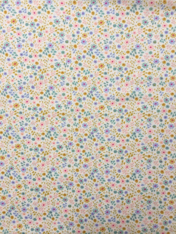 Popeline Summer Flowers rose vendue par 50 cm