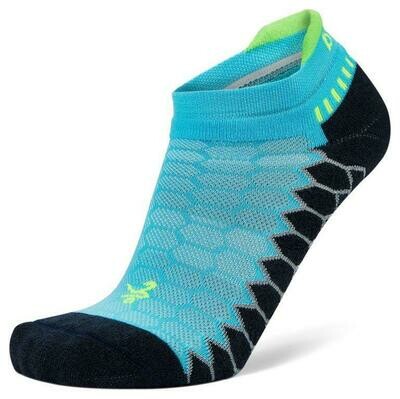 Silver Antimicrobial NoShow Compression Fit Running Socks Aqualine/Charcoal