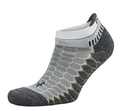 Silver Antimicrobial NoShow Compression Fit Running Socks White/Grey