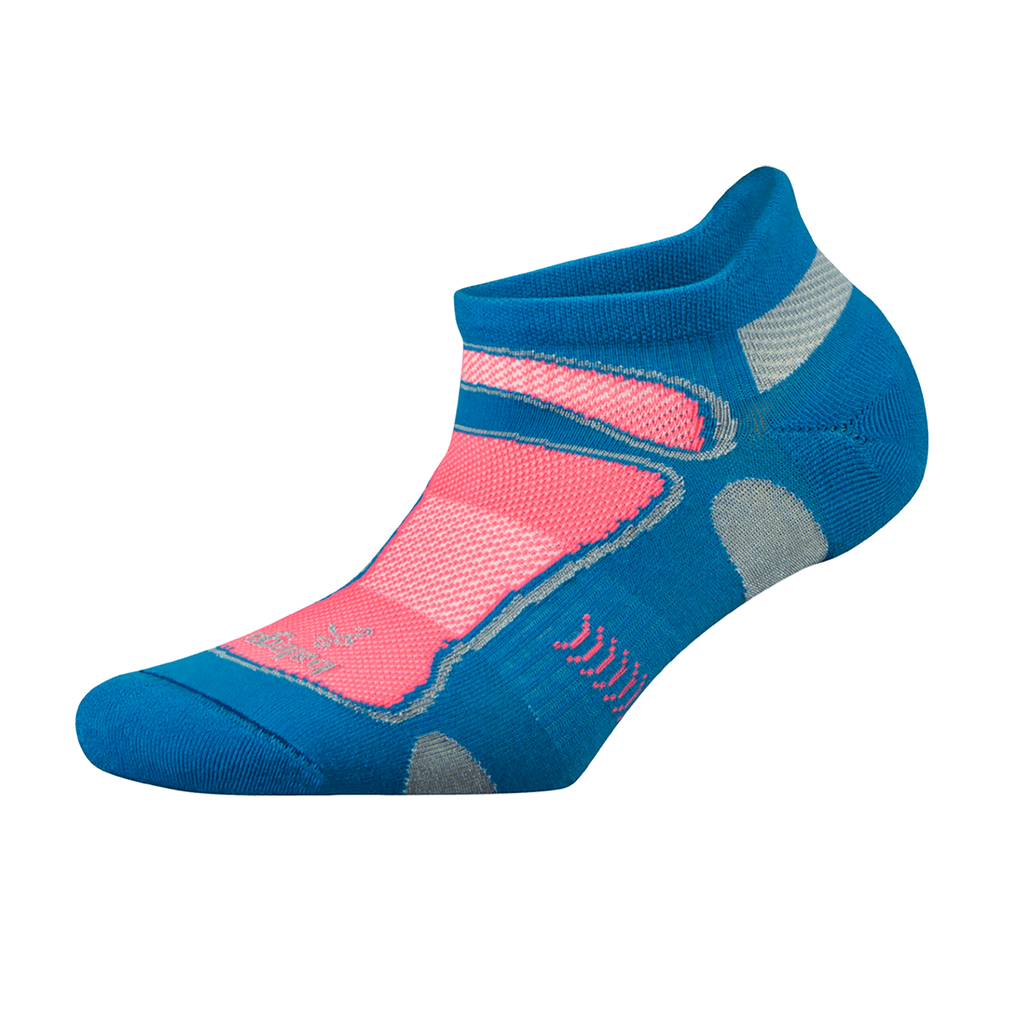 Ultra Light No Show Technical Running Sock - Turquoise/Sherbet Pink
