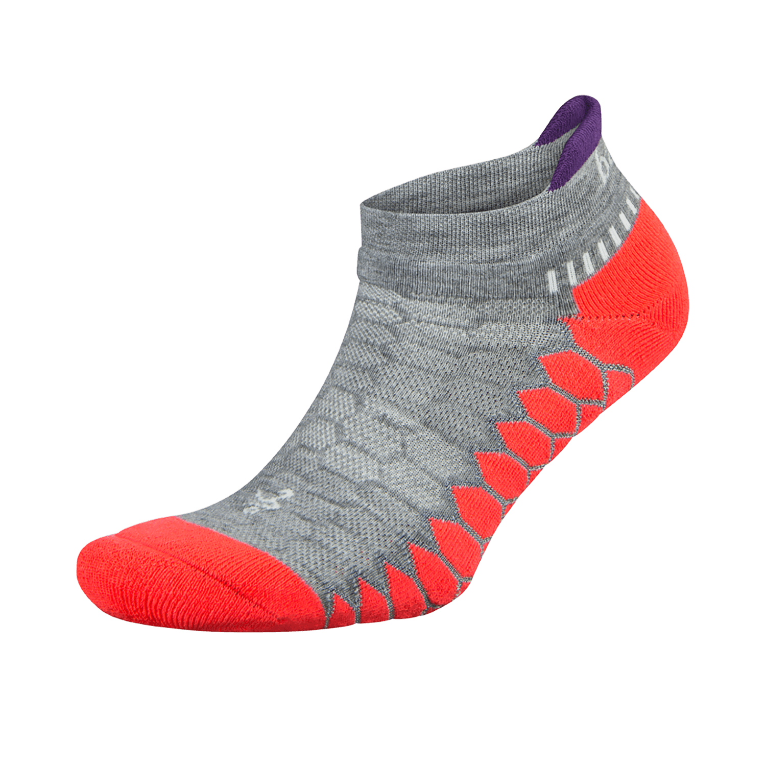 Silver Antimicrobial NoShow Compression Fit Running Socks Neon Coral