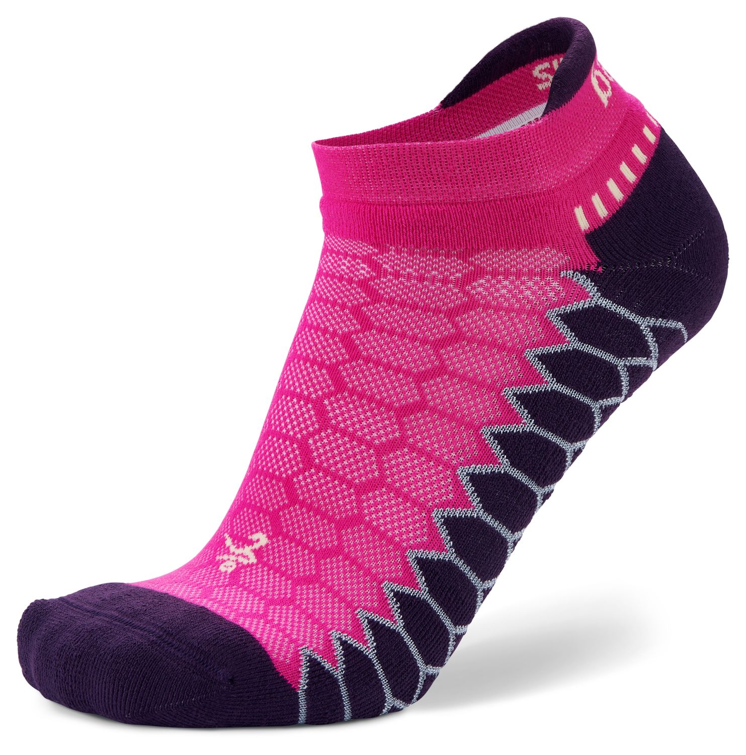 Silver Compression Fit Performance No Show Athletic Running Socks: Electric Pink Silver Compression Fit Performance No Show Athletic Running Socks: Electric Pink