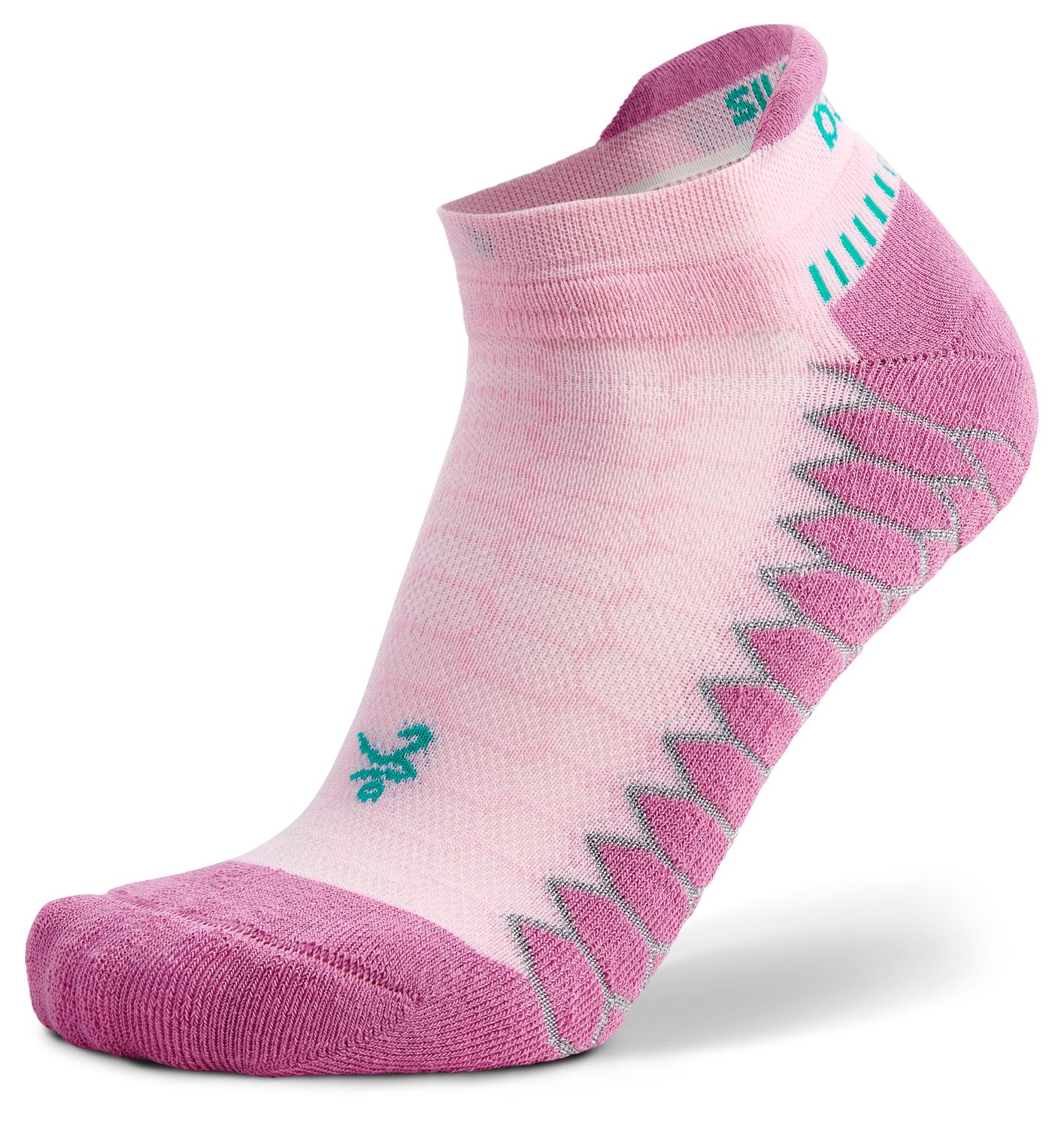 Silver Compression Fit Performance No Show Athletic Running Socks: Super Pink