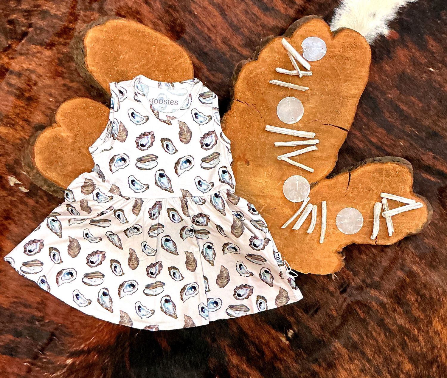 Girls Sleeveless Dress—Oyster