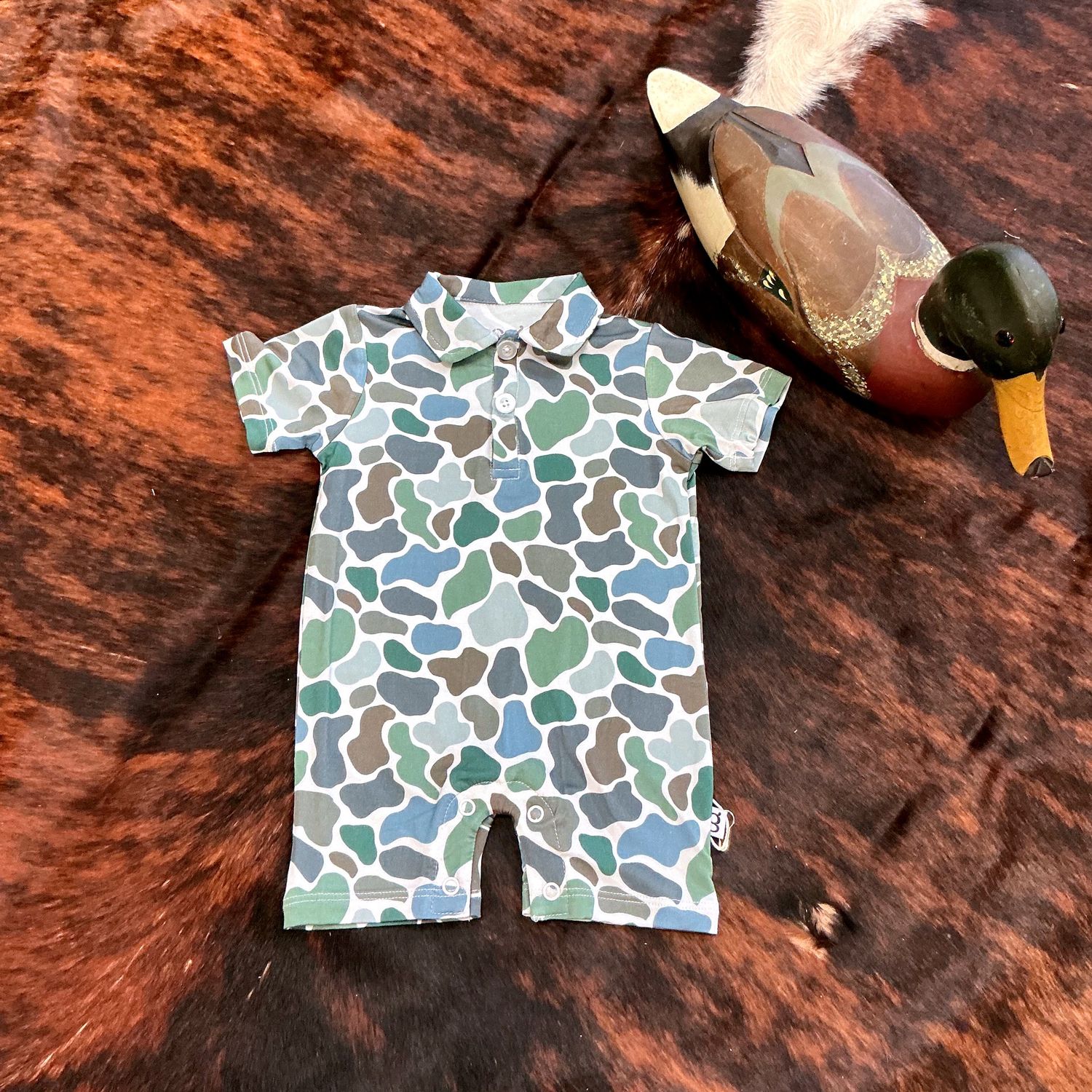 Boys SS Polo Romper-Camo
