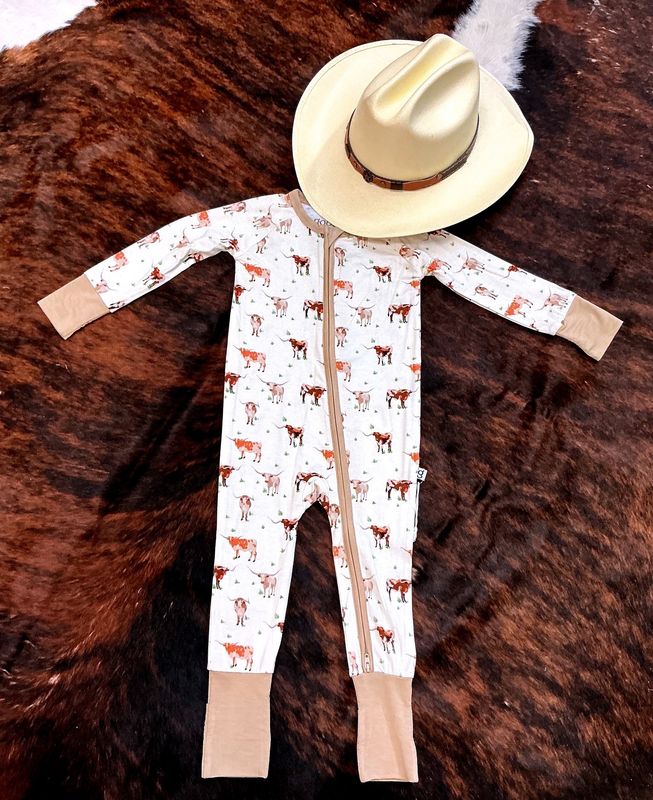 Baby/Toddler LS Zip PJ- Longhorns