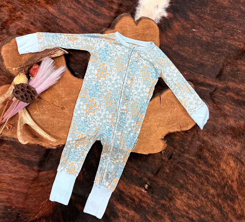 Girls LS Zip PJ-Blue Meadows