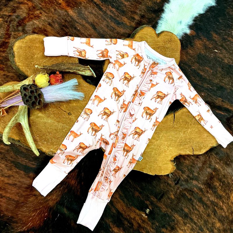 Girls LS Zip PJ- Does &amp; Fawns