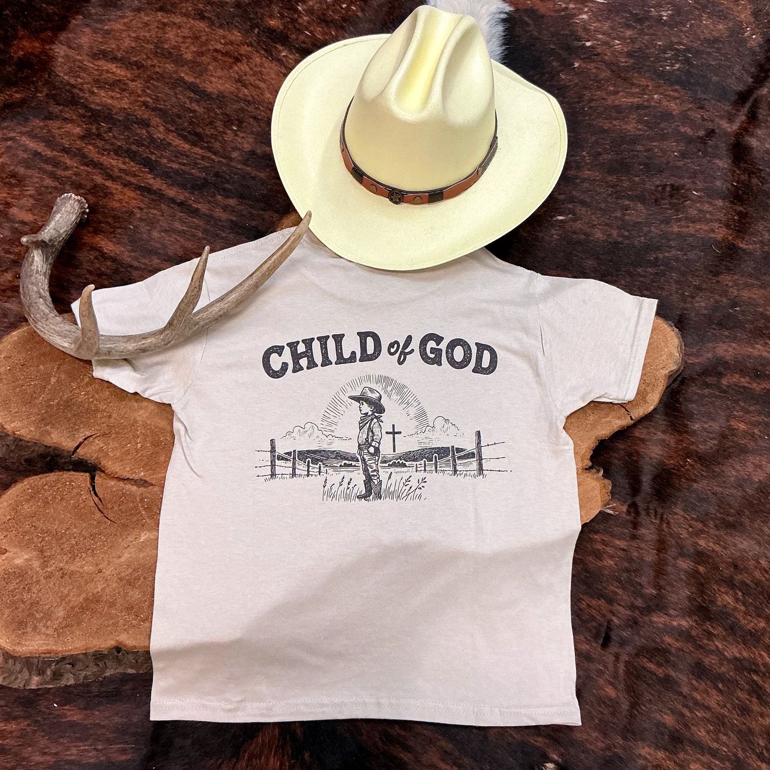 Kids Child Of God T-Shirt-In Sand Color