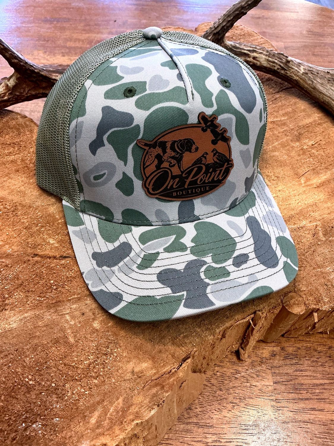 On Point Boutique-Camo Green Mesh 1 Ball Cap