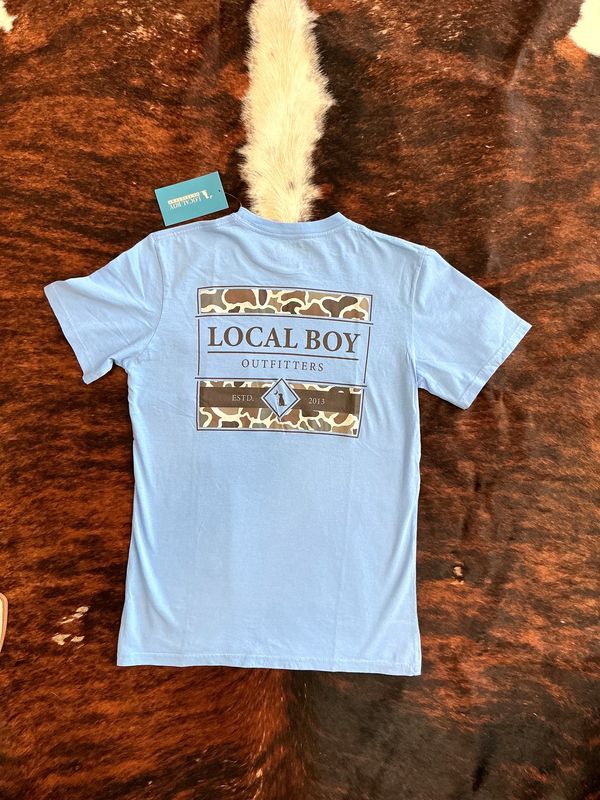 Men’s Camo Framed Blue Washed Denim SS Tee