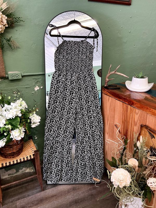 Women’s Smocked Wide Leg Floral Jumpsuite