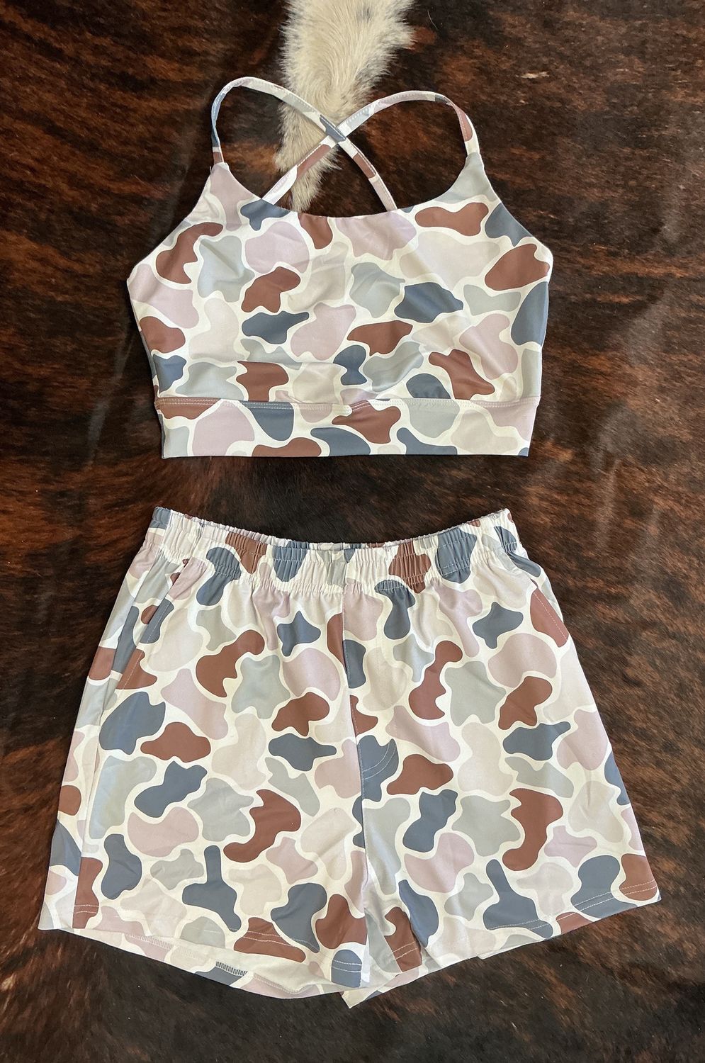 Women’s Camo Athletic Cropped Tank &amp; Shorts