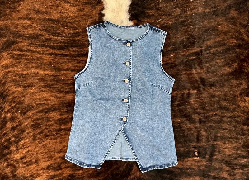 Women’s Western Button With slit Denim Vest