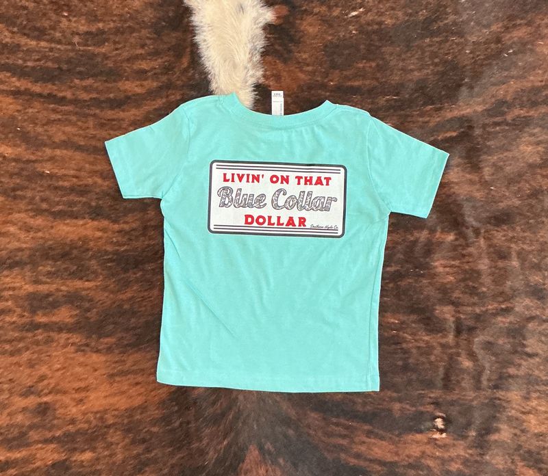 Toddler And Youth Blue Collar Dollar SS Tee