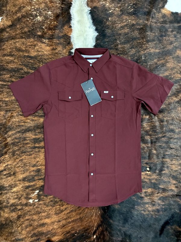 Men’s Ferrel Maroon Pearl Snap-Button Down