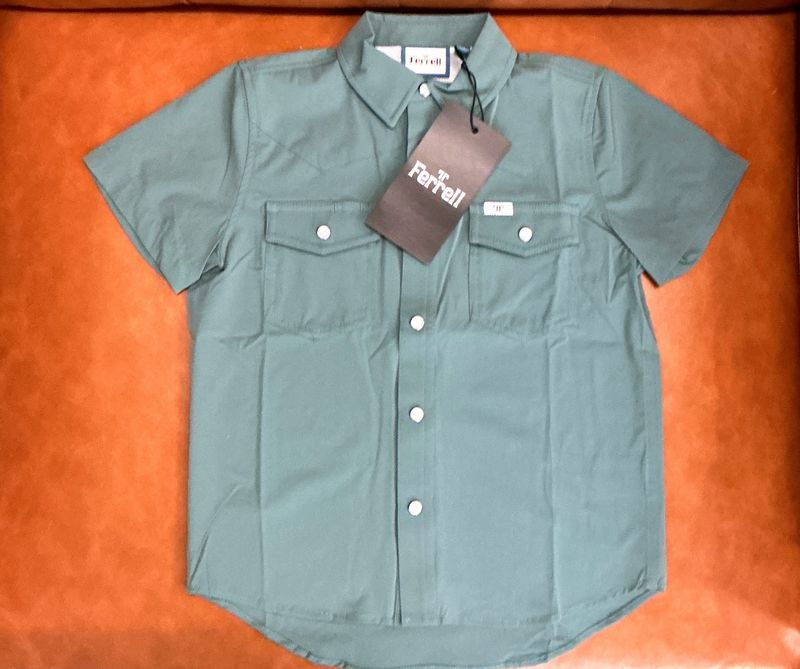 Youth  Ferrell Pearl Snap-Button Down-Aqua