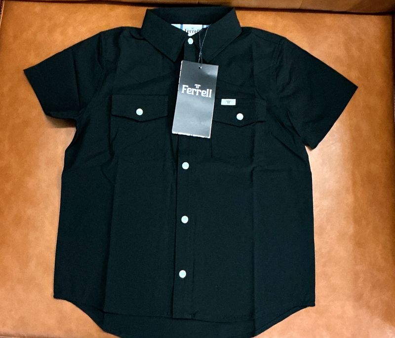 Youth Ferrell Pearl Snap-Button Down-Black
