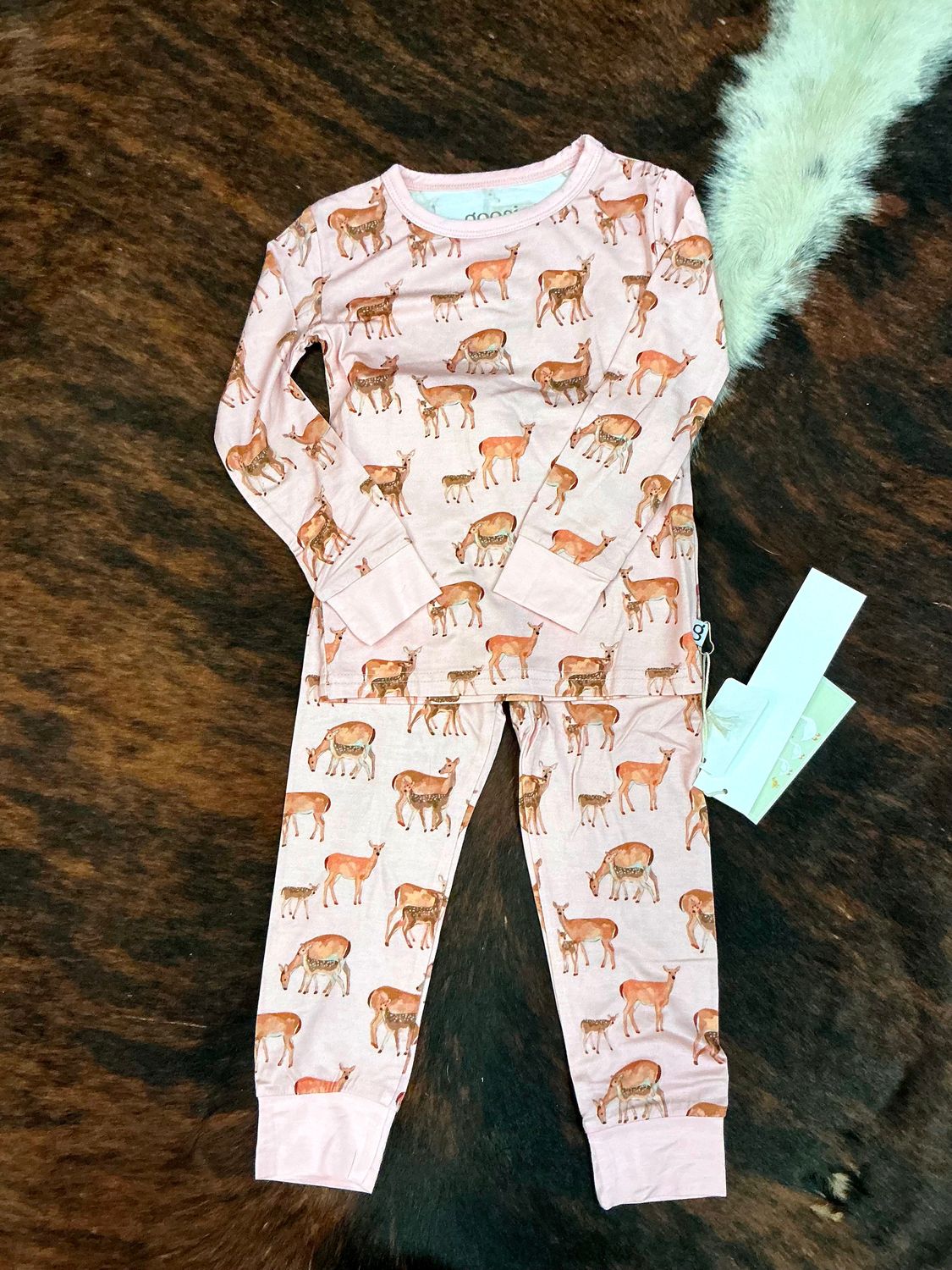 Girls LS Shirt/Pants 2Pc PJs-Does and Fawns
