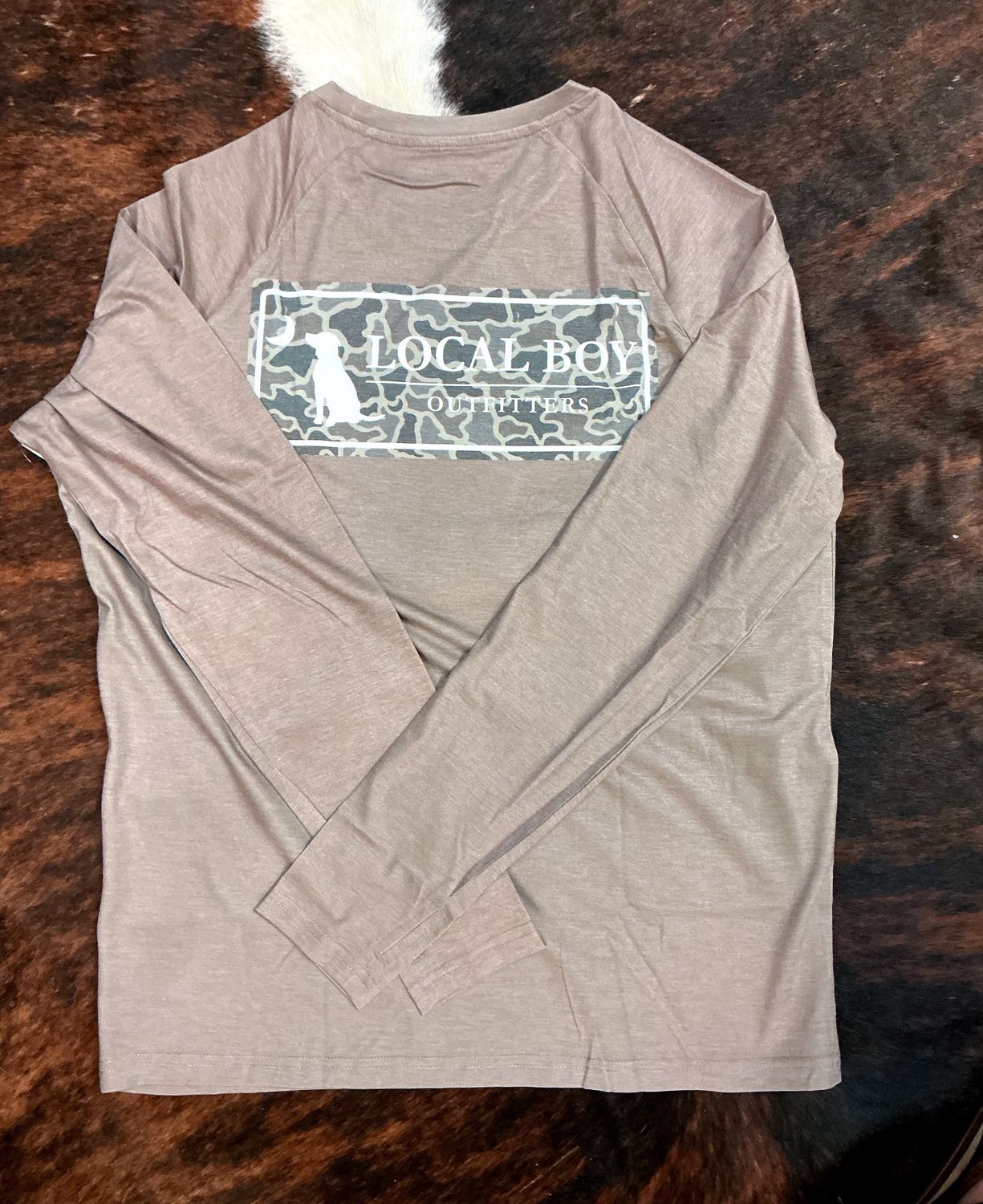 Men's LB LS Sand Dog &amp; Moon Plate-Heather Blend Crew