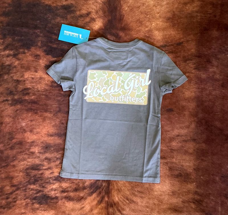 Girls Youth SS Tee- Desert Camo/Grey