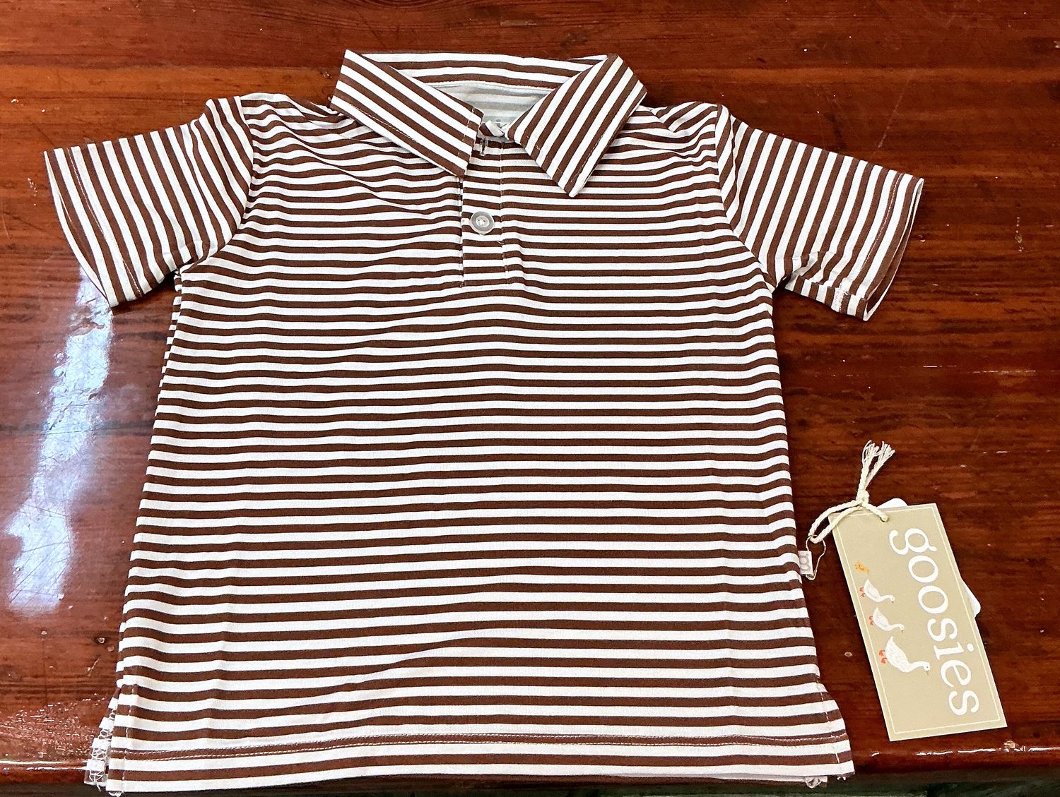 Boy's SS Polo Shirt-Choc Stripes