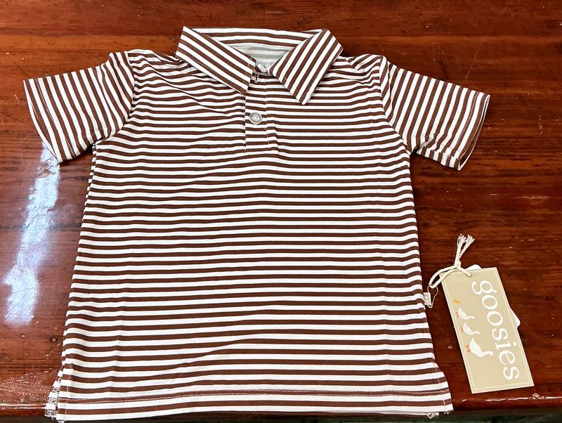 Boy's SS Polo Shirt-Choc Stripes