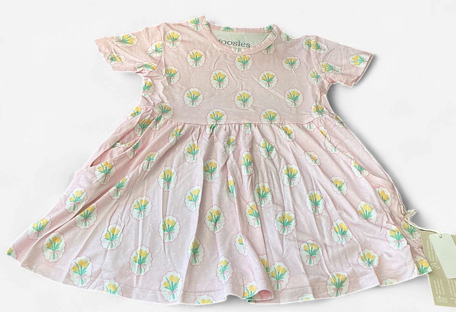 Girls SS Pocket Dress-Tulips