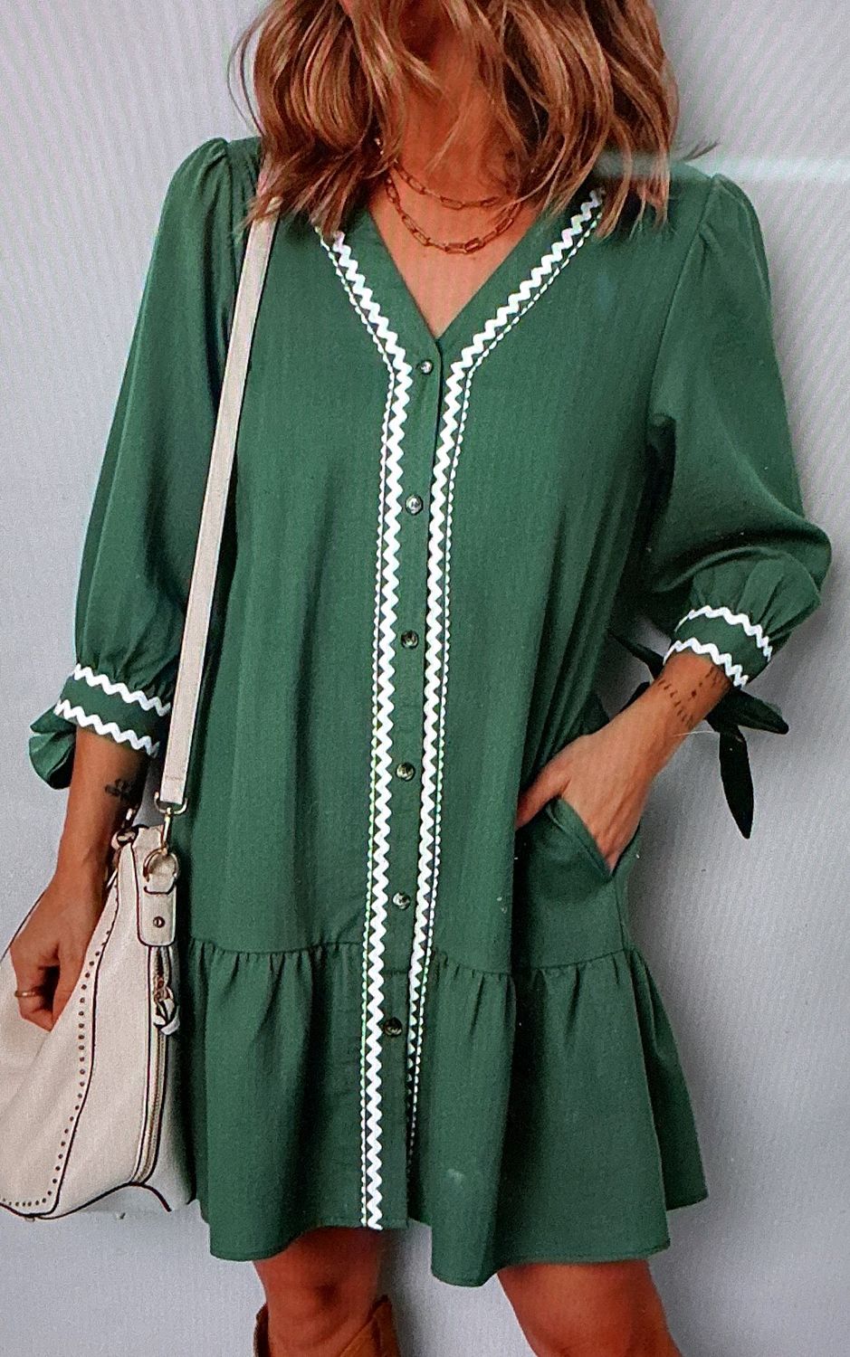 Women’s Western Burton Up 3/4 Sleeve Dress-Green