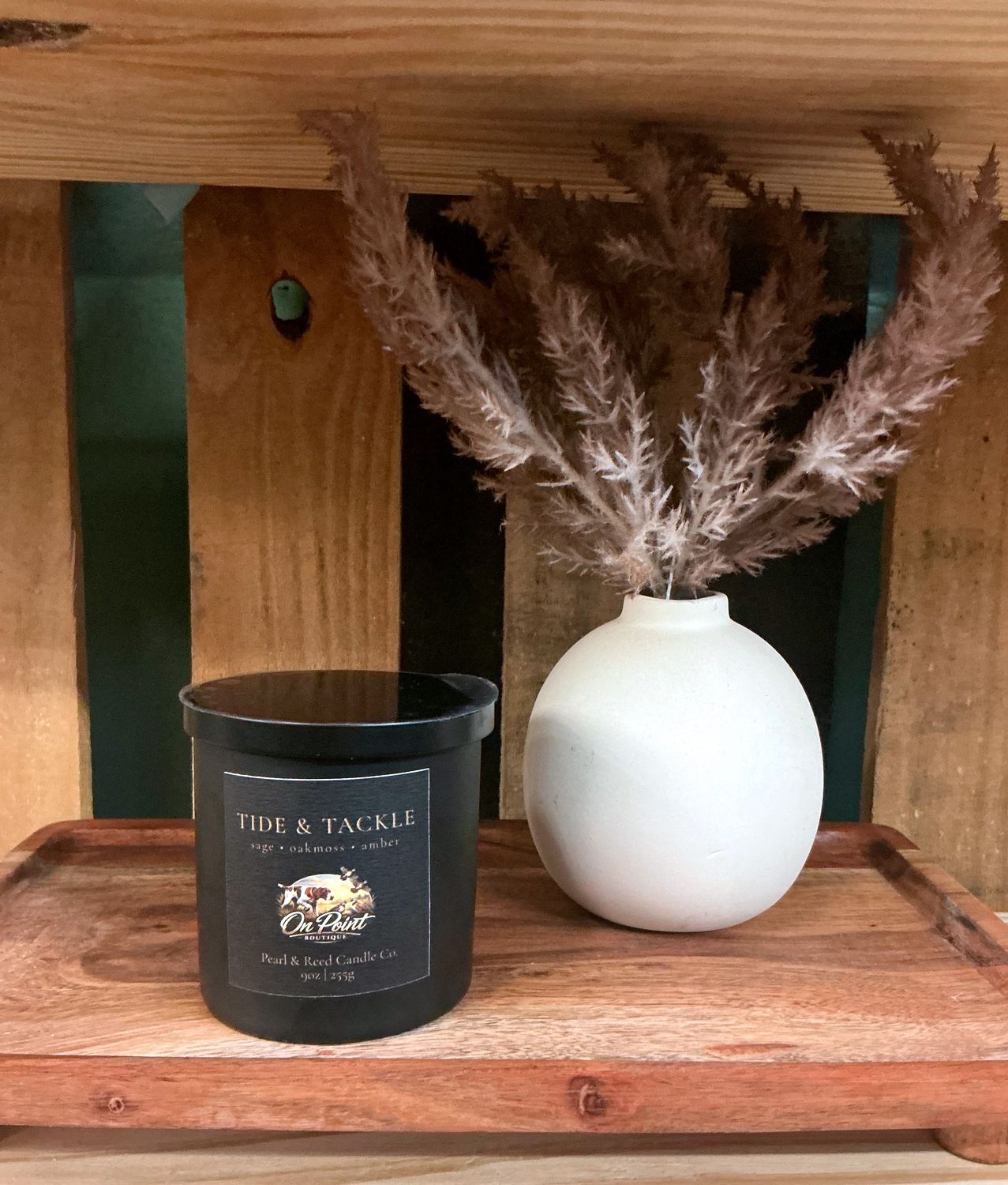 Candle-Tide &amp; Tackle ( sage-oak moss-amber)