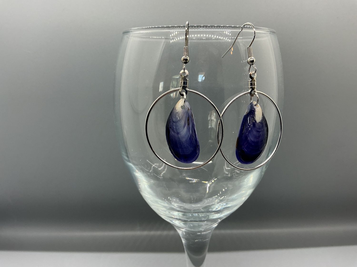 Blue Shell Silver Oval-02, Colour: Medium