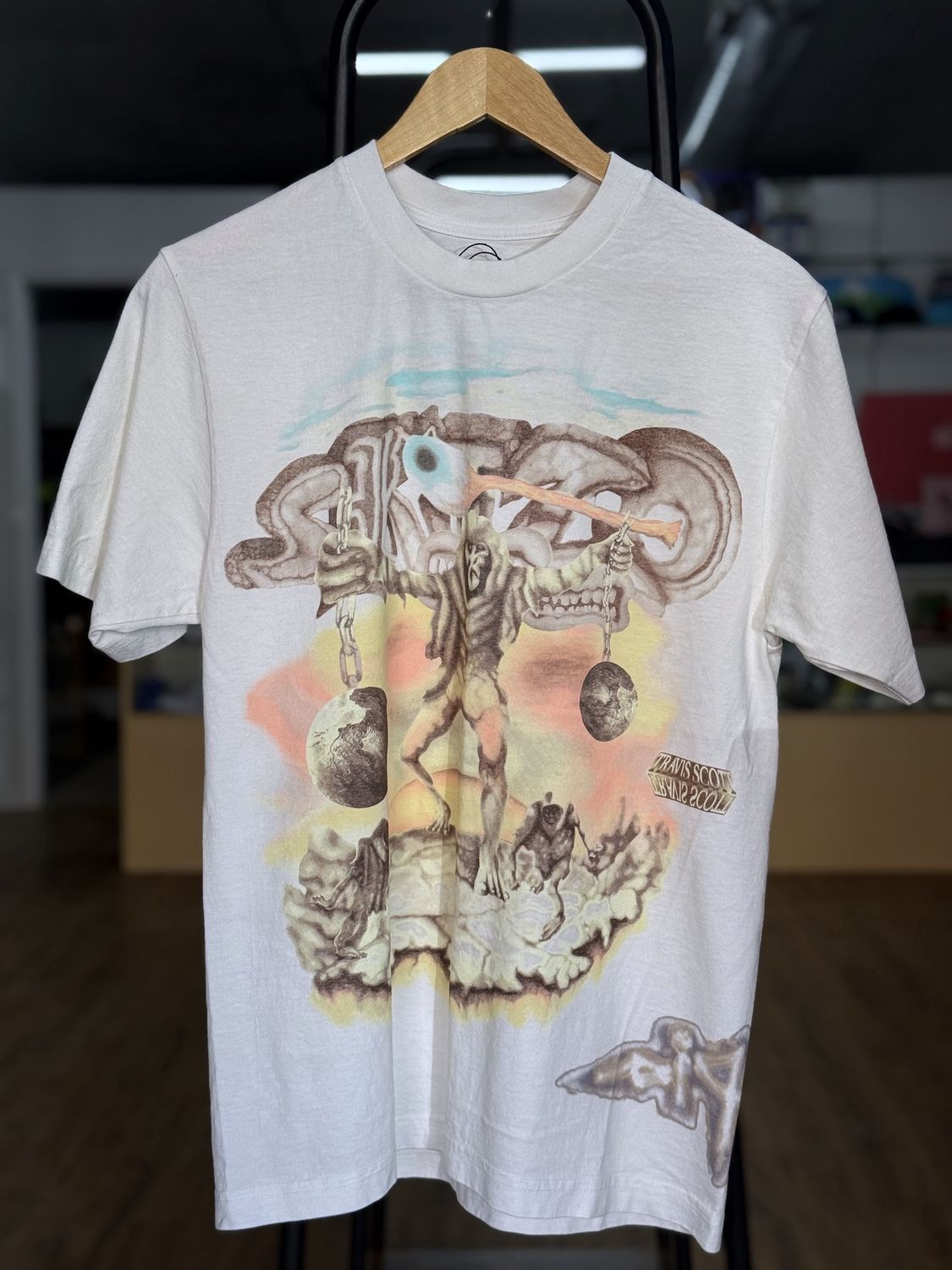 Travis Tour Tee White Skeleton