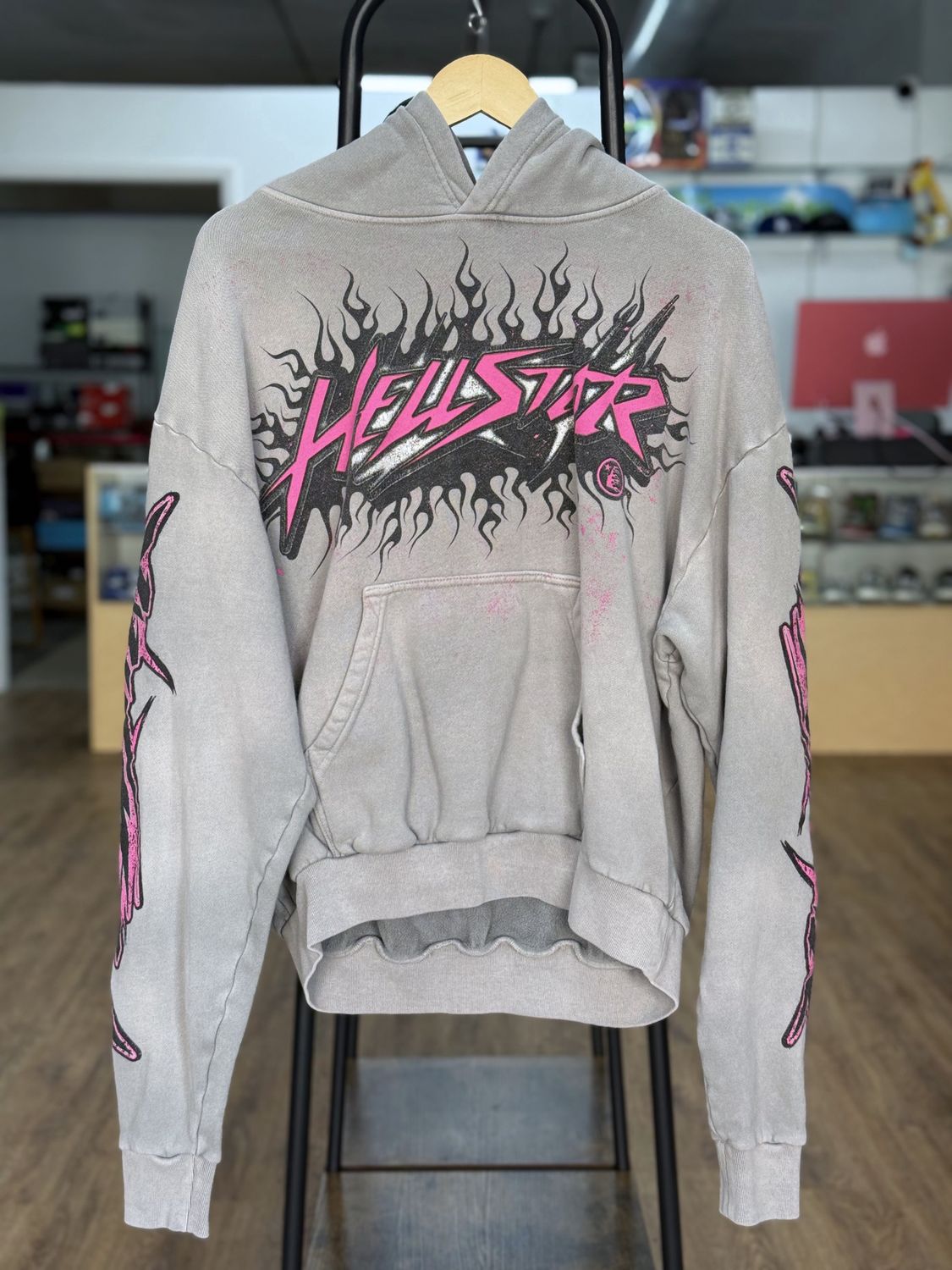 HellStar Grey Pink Splatter Hoodie