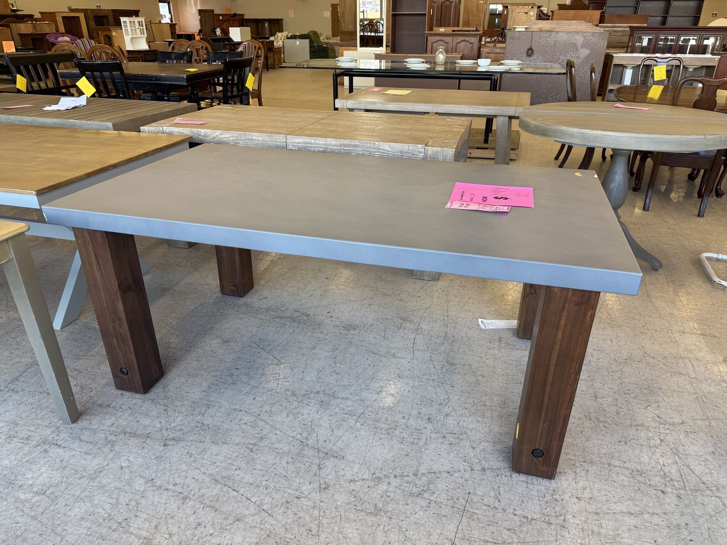 Abbott Concrete &amp; Acacia Chunky Leg Outdoor Table