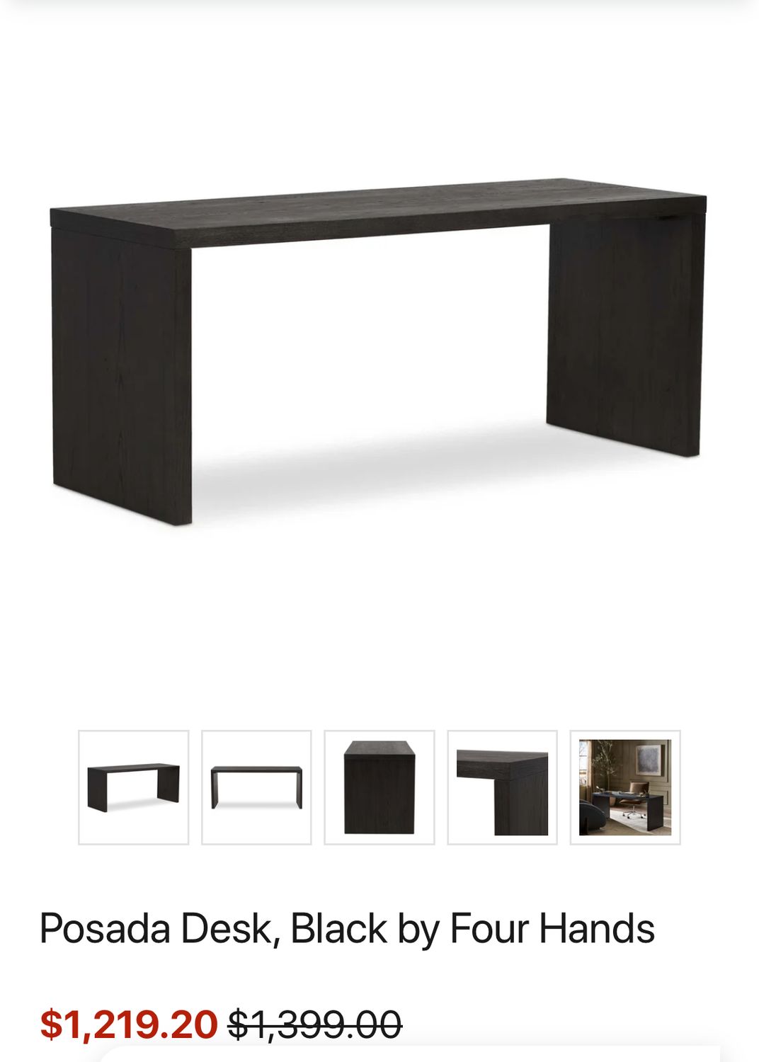 Four Hands Posada Desk in black