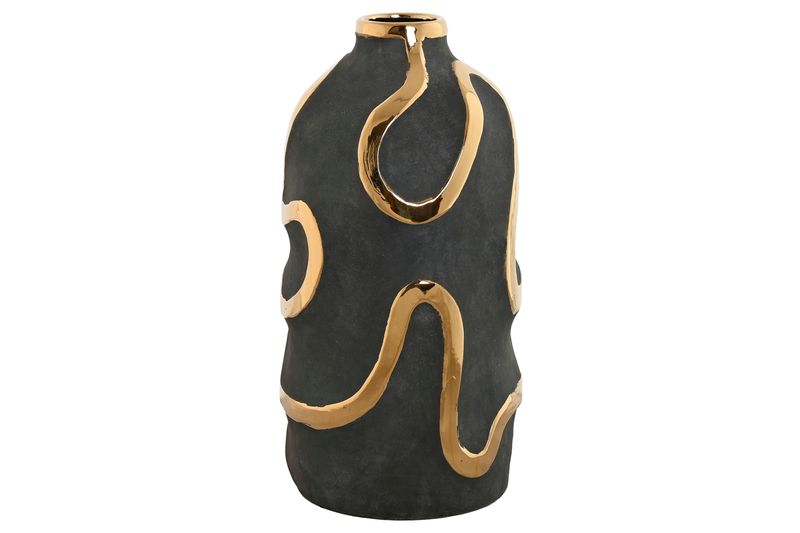 JARRON GRES 17X17X35 ABSTRACTO RUGOSO GRIS