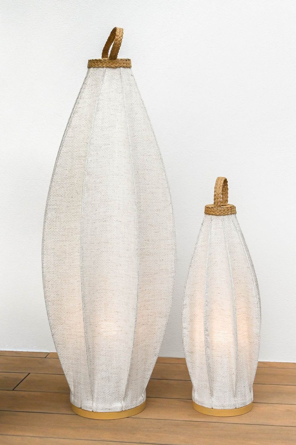 LAMPARA PIE LINO CUERDA 38X38X100 NATURAL