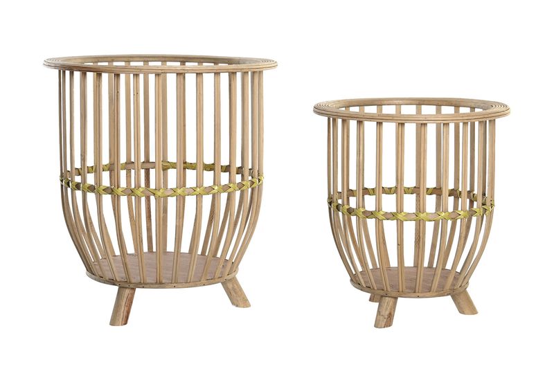 MACETERO SET 2 BAMBU 35X35X37 NATURAL MARRON CLARO