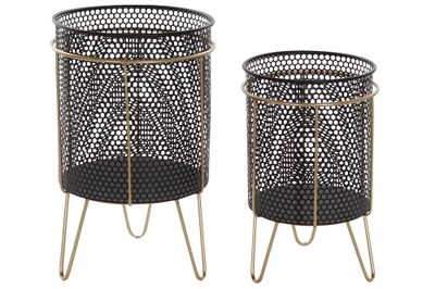 MACETERO SET 2 METAL 36X36X58 30X48 NEGRO