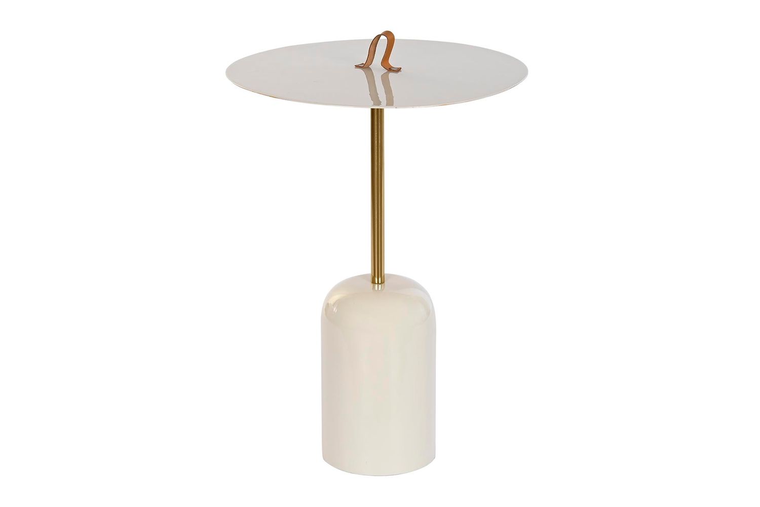 MESITA AUXILIAR HIERRO CUERO 40X40X56 ASA LACADO