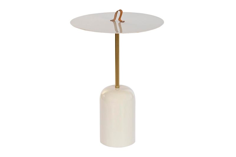 MESITA AUXILIAR HIERRO CUERO 40X40X56 ASA LACADO