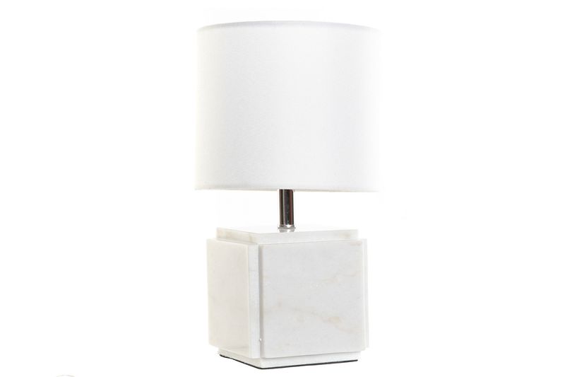 LAMPARA SOBREMESA MARMOL METAL 20X20X34 BLANCO