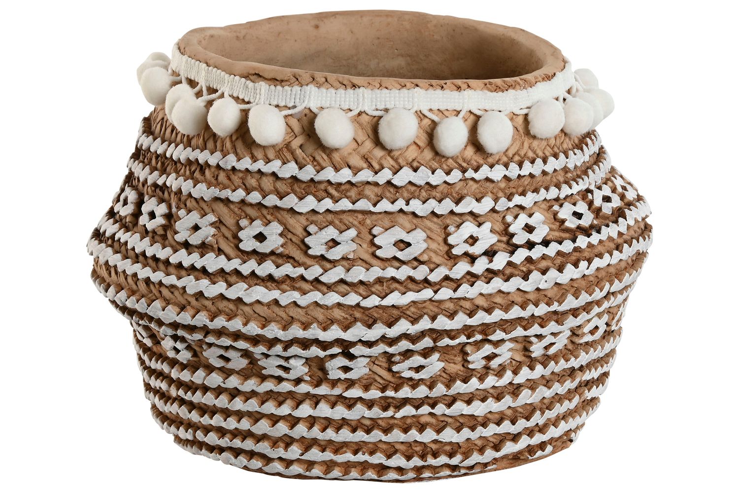 MACETERO CEMENTO 25X25X18 POMPONES MARRON MACETERO CEMENTO 25X25X18 POMPONES MARRON