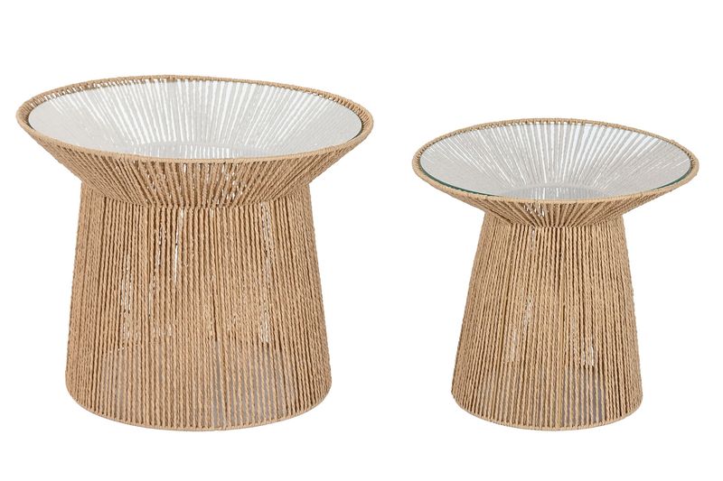 MESITA AUXILIAR SET 2 FIBRA CRISTAL 55X55X46