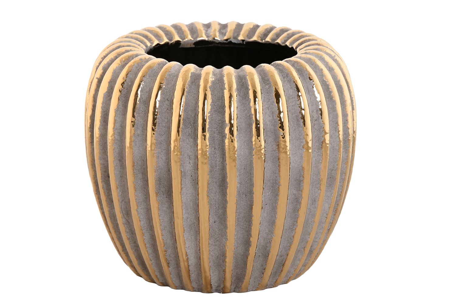 JARRON GRES 19X19X16 ENVEJECIDO DORADO