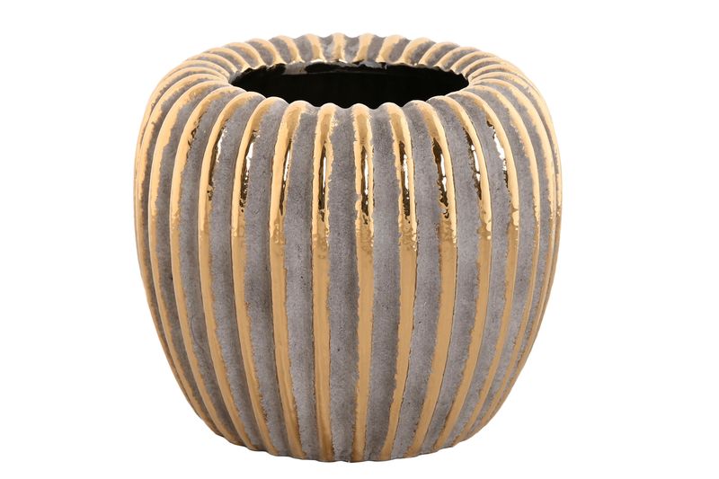 JARRON GRES 19X19X16 ENVEJECIDO DORADO