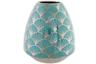 JARRON PORCELANA 16X16X18 CROMADO TURQUESA