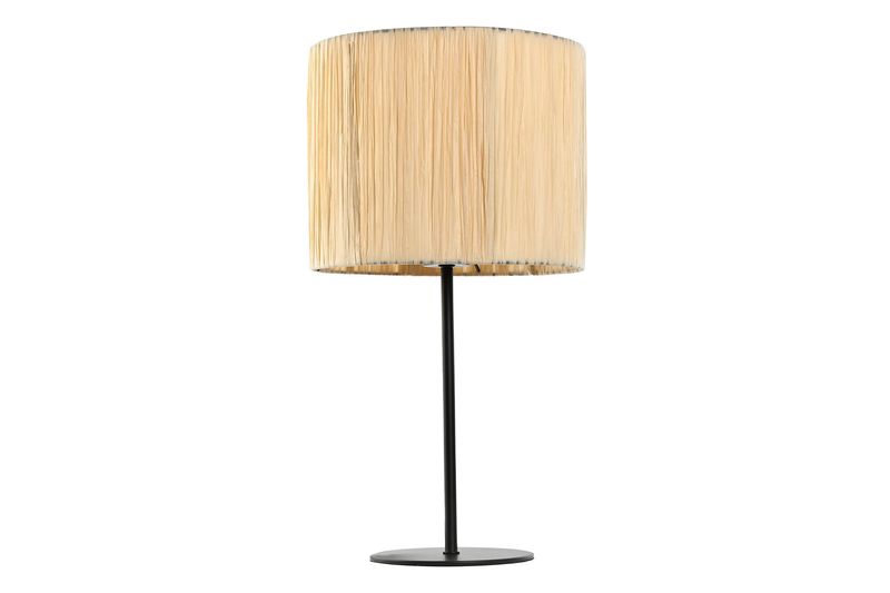 LAMPARA SOBREMESA HIERRO RAFIA 25X25X47 NEGRO