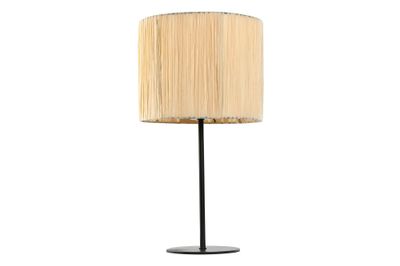 LAMPARA SOBREMESA HIERRO RAFIA 25X25X47 NEGRO