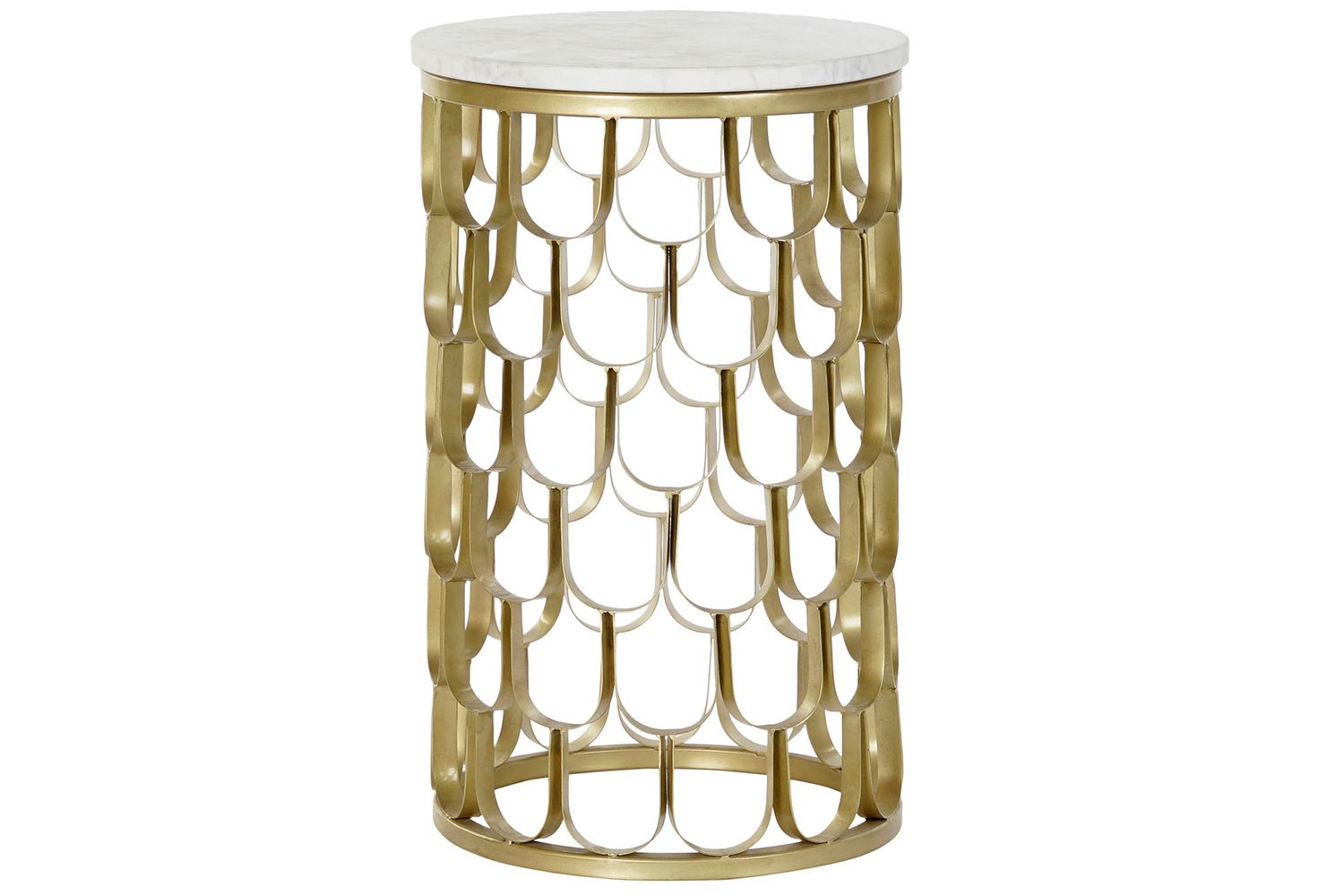 MESITA AUXILIAR MARMOL HIERRO 30,5X30,5X50 DORADO